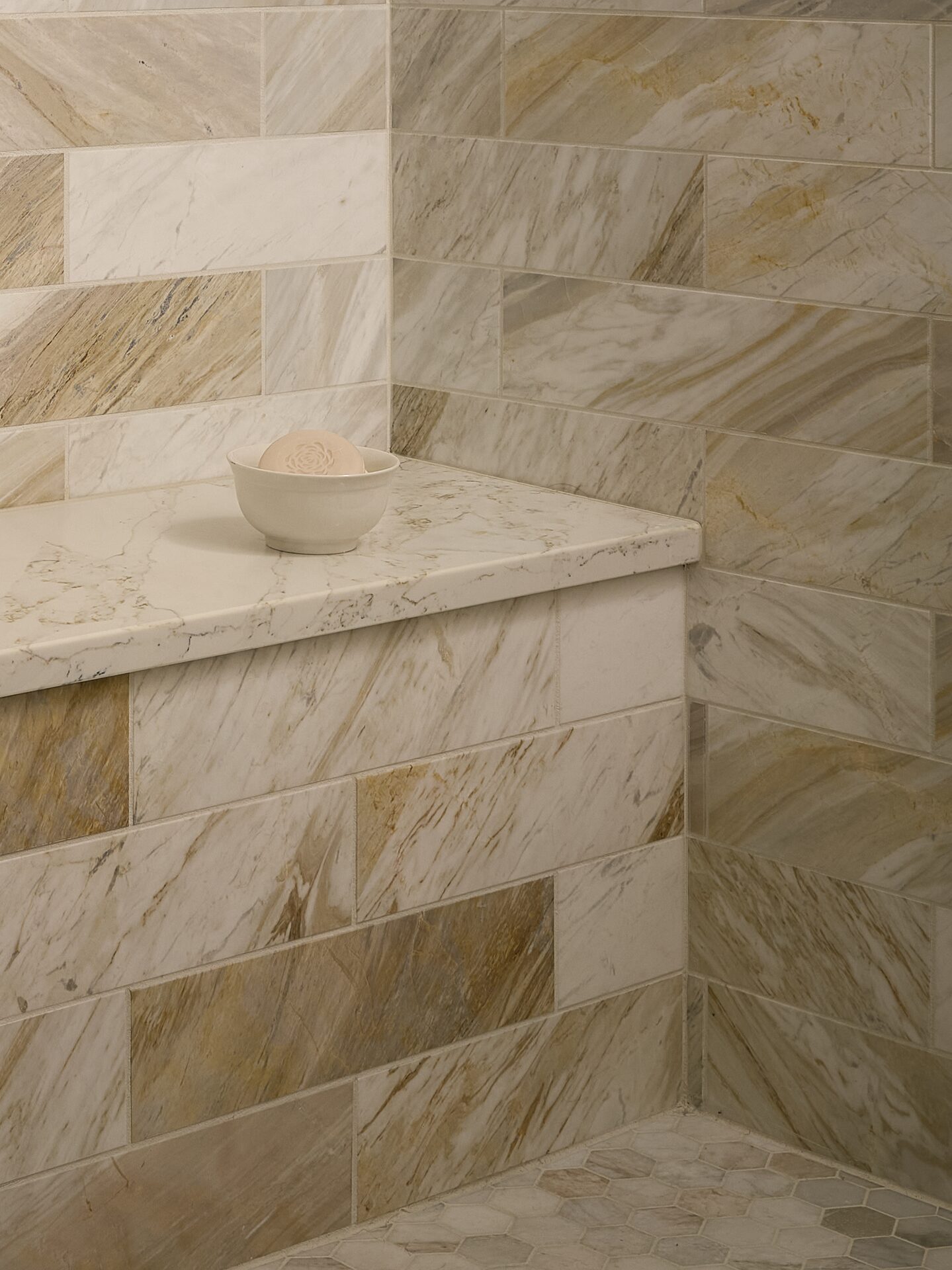 Overview Terrace shower bench edge and drain detail