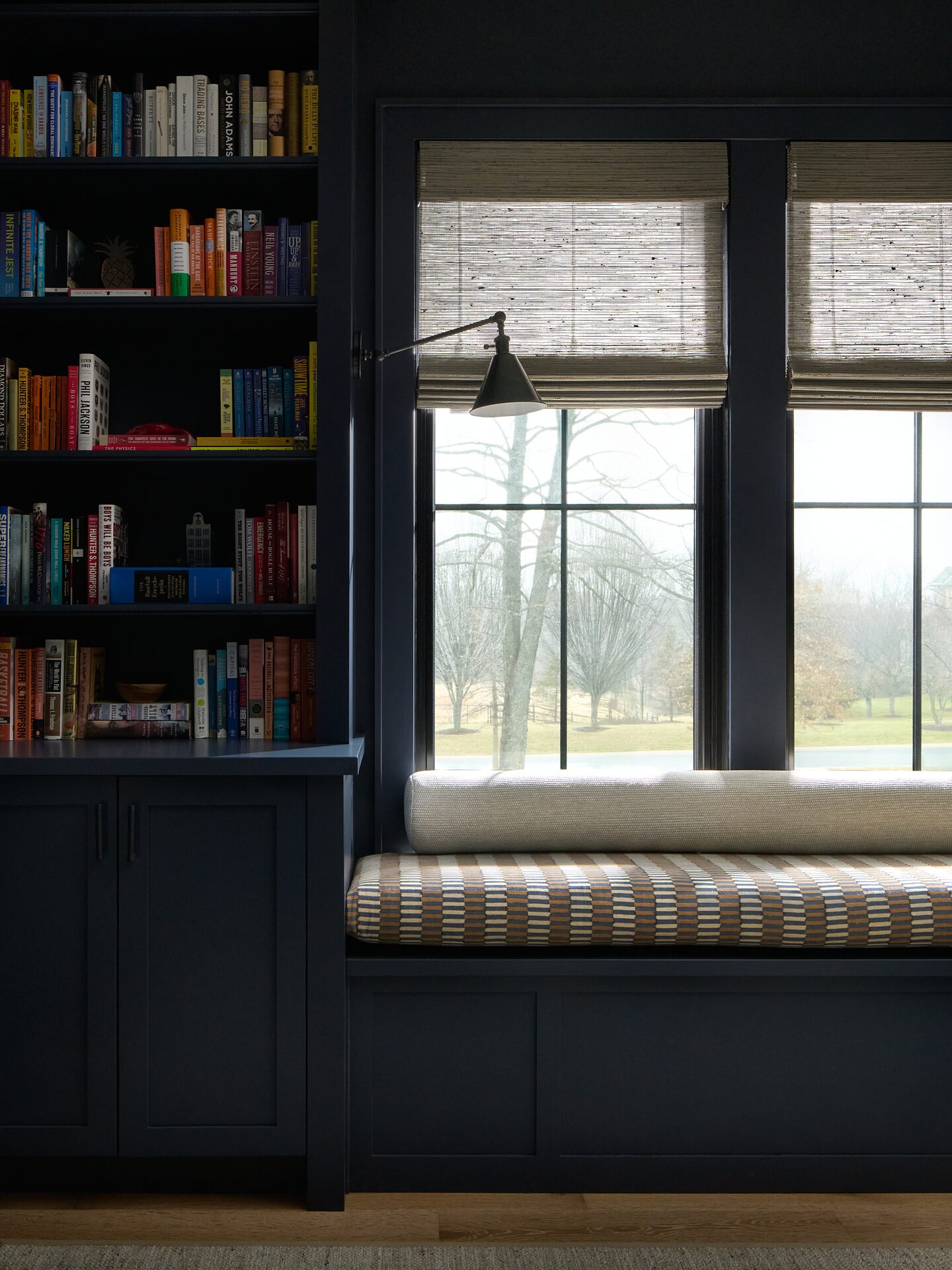Worthington Road library with floor-to-ceiling shelving and rolling ladder